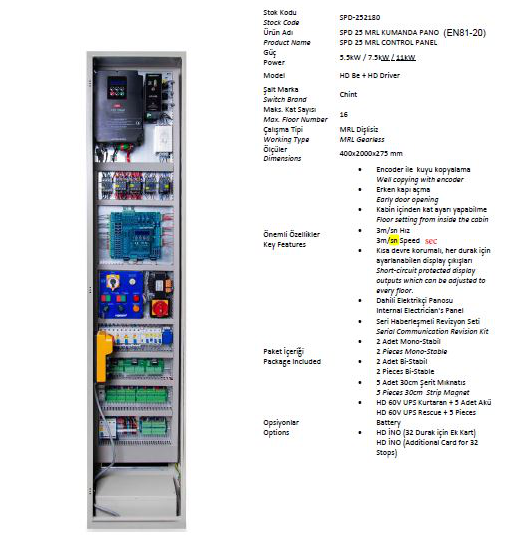 SPD 25 MRL KUMANDA PANOSU (EN81-20)