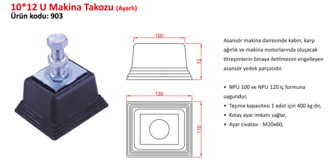 10X12 U MAKİNE TAKOZU AD.