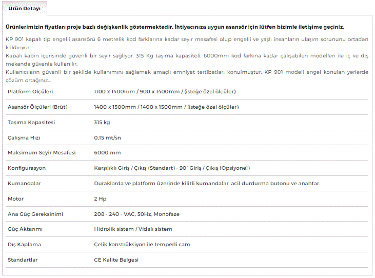Kapalı Tip E.P Ürün Detayı