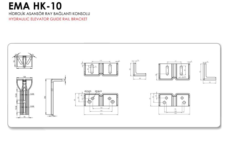 Ema HK-10 Hidrolik Asansör Ray Bağlant Konsolu