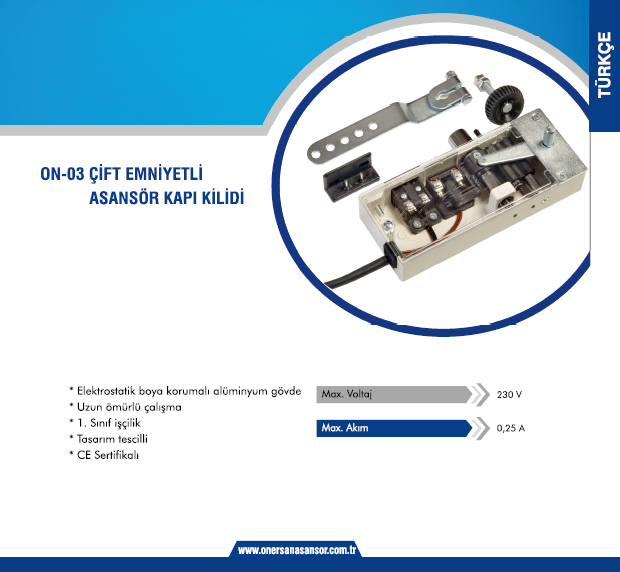 ÖNERSAN ÇİFT EMNİYETLİ ASANSÖR KAPI KİLİDİ