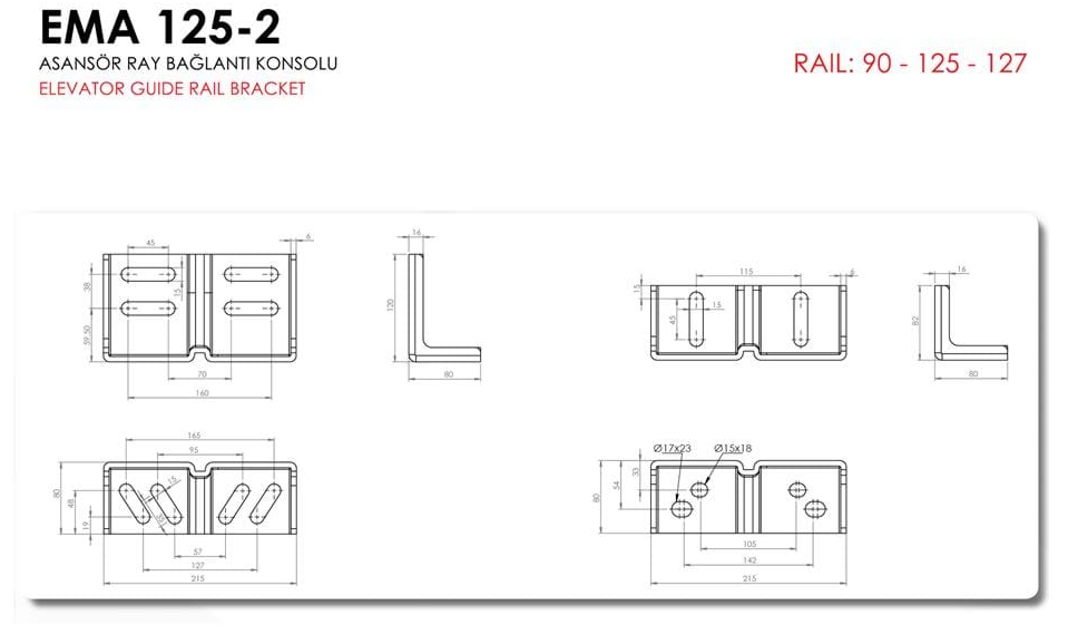 Ema 125-2 Takviyeli Asansör Ray Konsolları