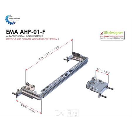 Ema (AHP-01-F) Ahtapot Yandan Ağırlık Bölmeli Asansör Ray Konsolu Seti