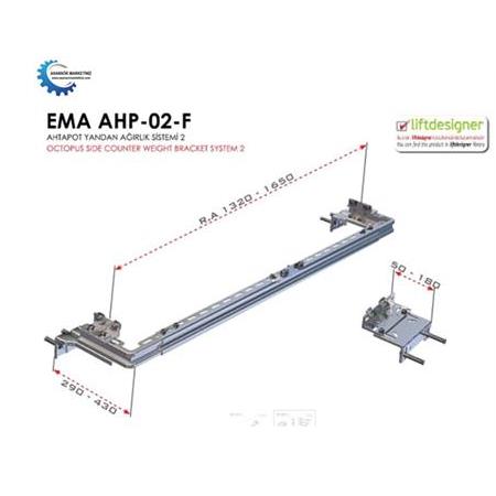 Ema (AHP-02-F) Ahtapot Yandan Ağırlık Bölmeli Asansör Ray Konsolu Seti